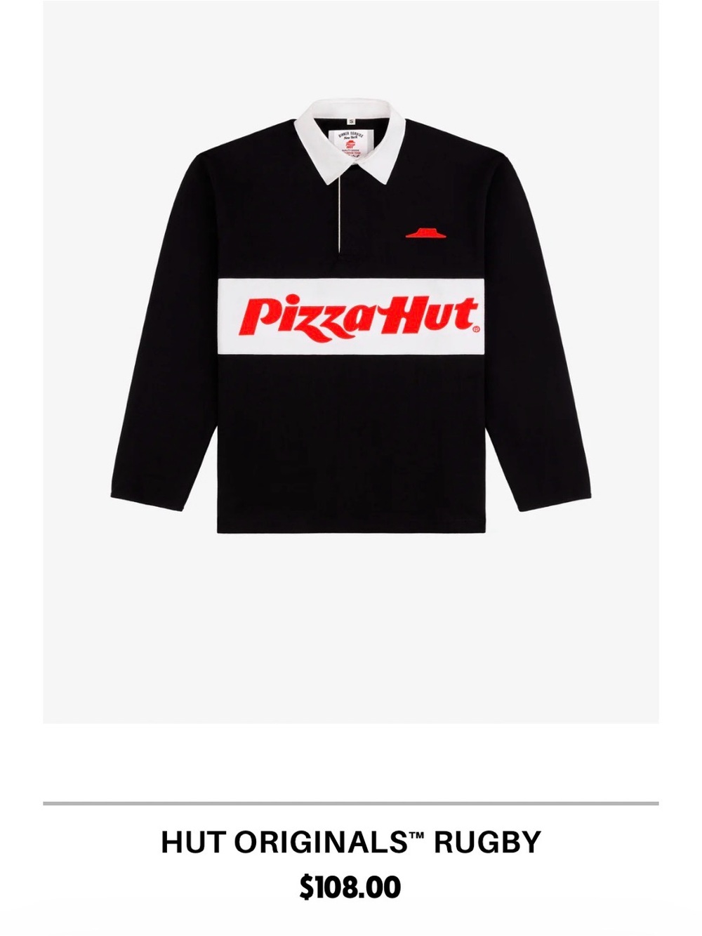 Pizza Hut Originals Black long sleeve Rugby Shirt with White Band